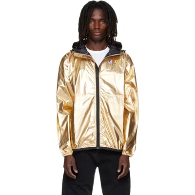 Comme Des Garçons Play X K-way Metallic Logo-patch Jacket In Gold