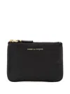 Comme Des Garçons Play Gold-logo Leather Wallet In Black