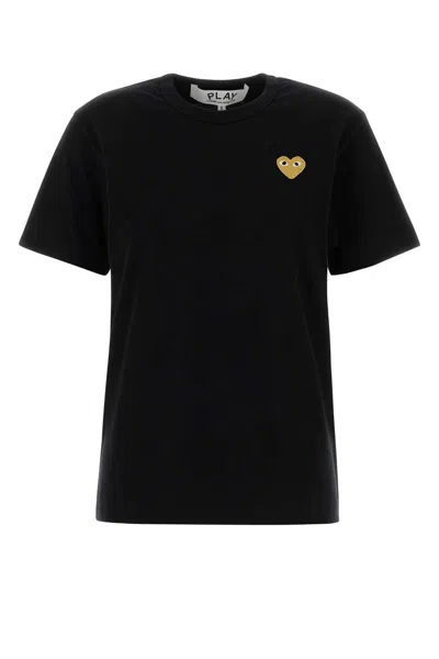 Comme Des Garçons Play Comme Des Garcons Play Gold Logo-embroidered Cotton T-shirt In Black