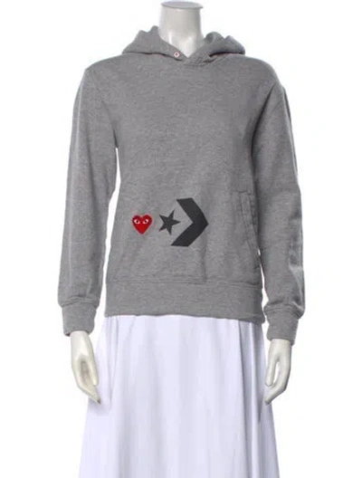 Pre-owned Comme Des Garçons Play Graphic Print Crew Neck Hoodie In Grey