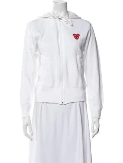 Pre-owned Comme Des Garçons Play Graphic Print Crew Neck Hoodie In White