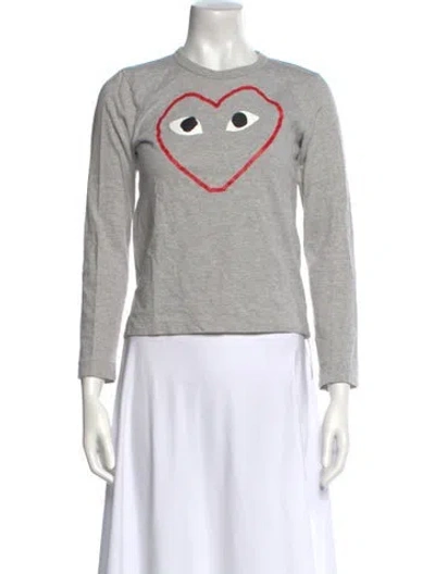 Pre-owned Comme Des Garçons Play Graphic Print Crew Neck Sweatshirt In Gray