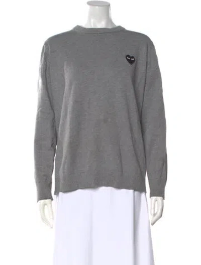 Pre-owned Comme Des Garçons Play Graphic Print Crew Neck Sweatshirt In Gray