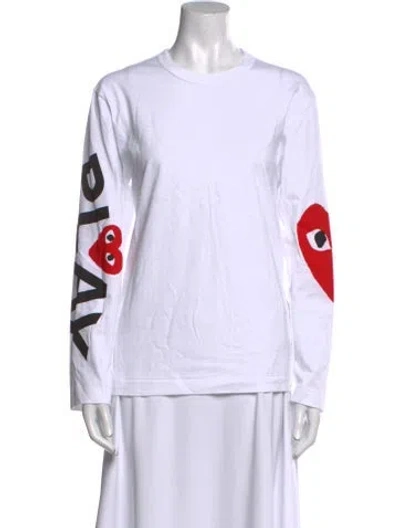 Pre-owned Comme Des Garçons Play Graphic Print Crew Neck Sweatshirt In White