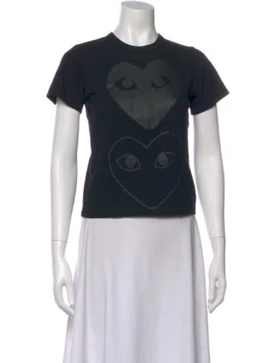 Pre-owned Comme Des Garçons Play Graphic Print Crew Neck T-shirt In Black