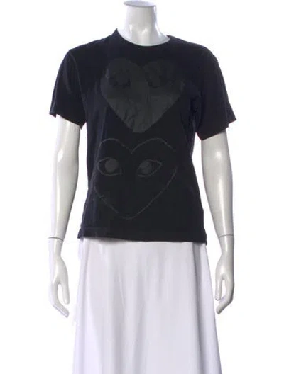 Pre-owned Comme Des Garçons Play Graphic Print Crew Neck T-shirt In Black