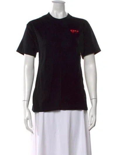 Pre-owned Comme Des Garçons Play Graphic Print Crew Neck T-shirt In Black
