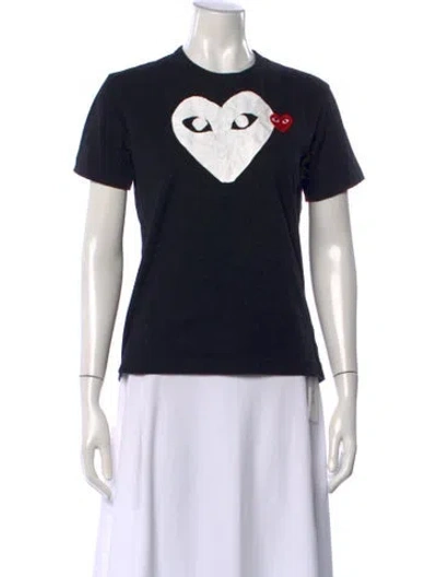 Pre-owned Comme Des Garçons Play Graphic Print Crew Neck T-shirt In Black