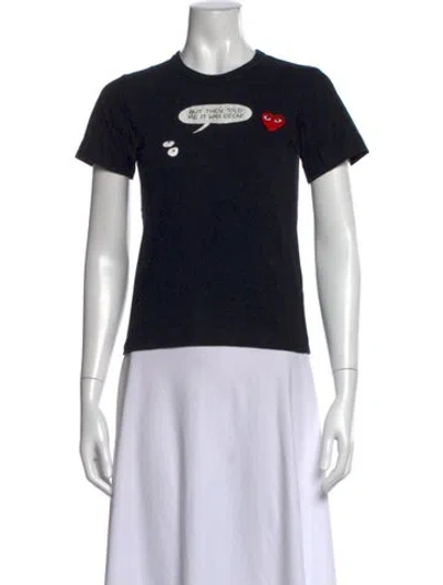 Pre-owned Comme Des Garçons Play Graphic Print Crew Neck T-shirt In Black