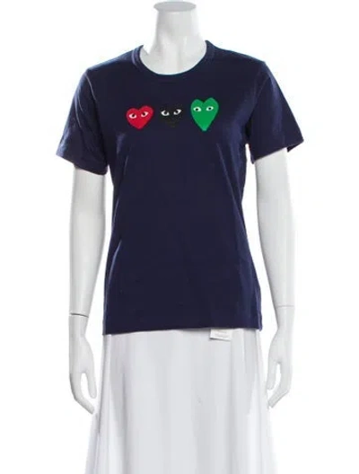 Pre-owned Comme Des Garçons Play Graphic Print Crew Neck T-shirt In Blue