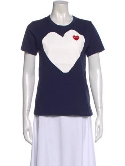 Pre-owned Comme Des Garçons Play Graphic Print Crew Neck T-shirt In Blue