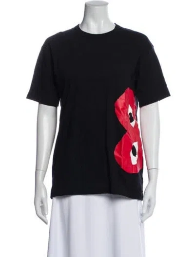 Pre-owned Comme Des Garçons Play Graphic Print Crew Neck T-shirt In Blue