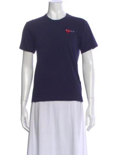 Pre-owned Comme Des Garçons Play Graphic Print Crew Neck T-shirt In Blue