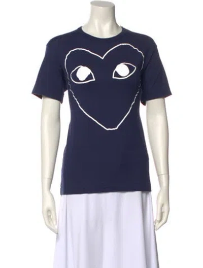Pre-owned Comme Des Garçons Play Graphic Print Crew Neck T-shirt In Blue