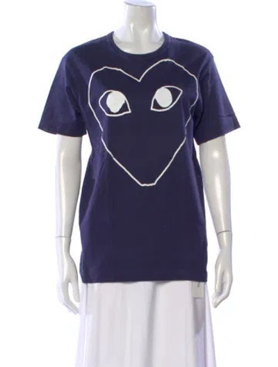 Pre-owned Comme Des Garçons Play Graphic Print Crew Neck T-shirt In Blue
