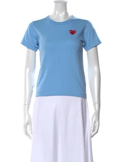Pre-owned Comme Des Garçons Play Graphic Print Crew Neck T-shirt In Blue