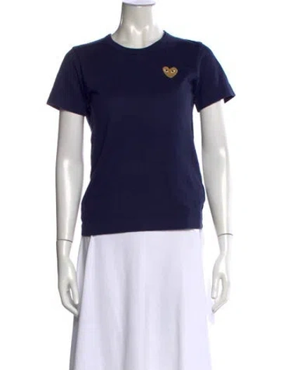 Pre-owned Comme Des Garçons Play Graphic Print Crew Neck T-shirt In Blue