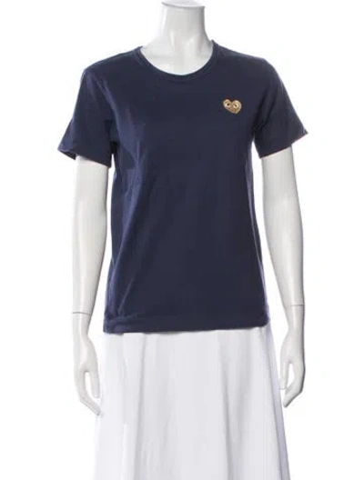 Pre-owned Comme Des Garçons Play Graphic Print Crew Neck T-shirt In Blue