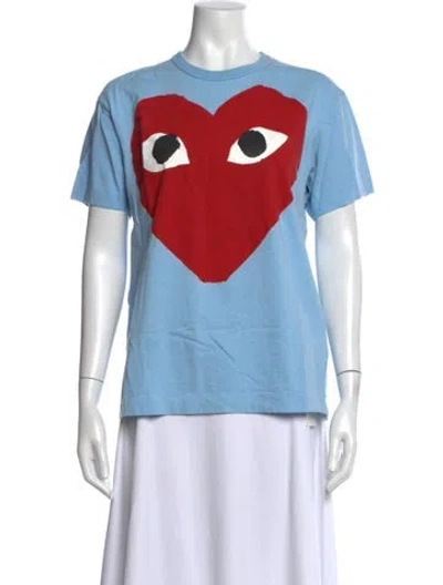 Pre-owned Comme Des Garçons Play Graphic Print Crew Neck T-shirt In Blue