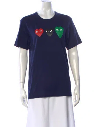 Pre-owned Comme Des Garçons Play Graphic Print Crew Neck T-shirt In Blue