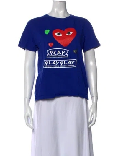 Pre-owned Comme Des Garçons Play Graphic Print Crew Neck T-shirt In Blue
