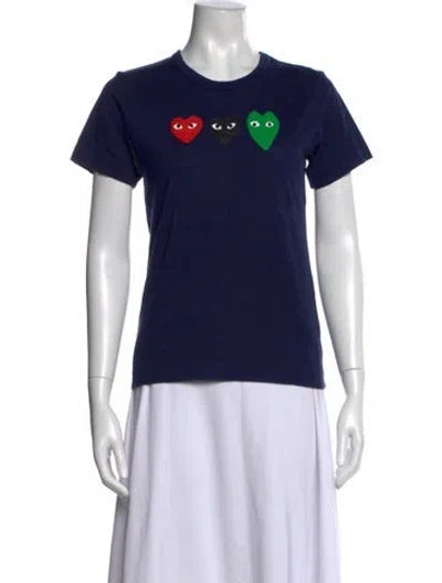 Pre-owned Comme Des Garçons Play Graphic Print Crew Neck T-shirt In Blue