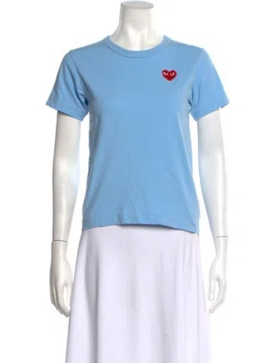 Pre-owned Comme Des Garçons Play Graphic Print Crew Neck T-shirt In Blue