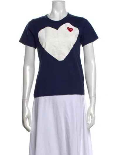 Pre-owned Comme Des Garçons Play Graphic Print Crew Neck T-shirt In Blue