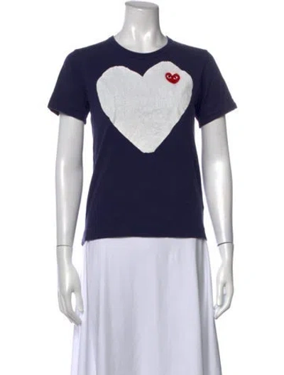 Pre-owned Comme Des Garçons Play Graphic Print Crew Neck T-shirt In Blue