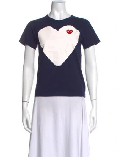 Pre-owned Comme Des Garçons Play Graphic Print Crew Neck T-shirt In Blue