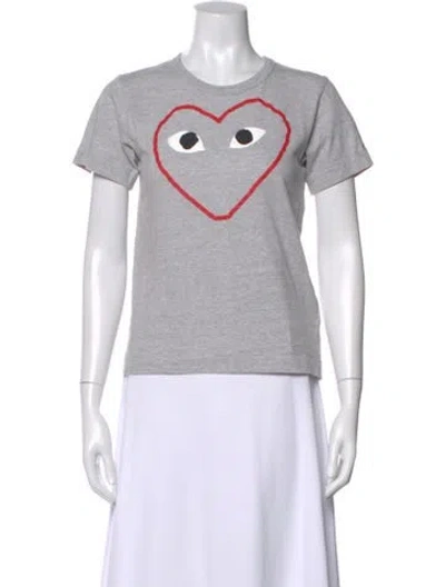 Pre-owned Comme Des Garçons Play Graphic Print Crew Neck T-shirt In Gray