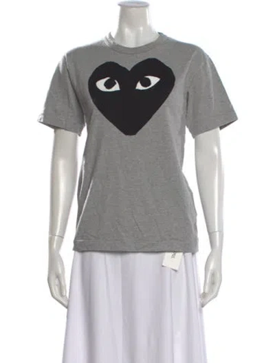 Pre-owned Comme Des Garçons Play Graphic Print Crew Neck T-shirt In Gray