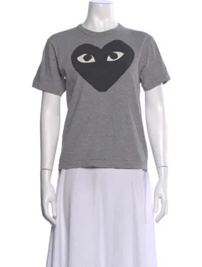 Pre-owned Comme Des Garçons Play Graphic Print Crew Neck T-shirt In Gray
