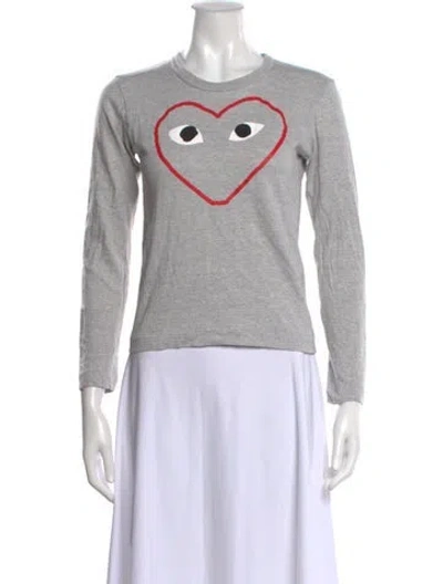 Pre-owned Comme Des Garçons Play Graphic Print Crew Neck T-shirt In Gray
