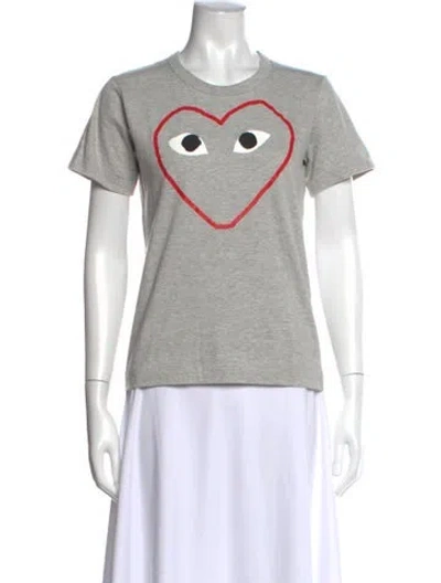 Pre-owned Comme Des Garçons Play Graphic Print Crew Neck T-shirt In Gray