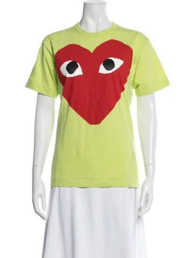 Pre-owned Comme Des Garçons Play Graphic Print Crew Neck T-shirt In Green