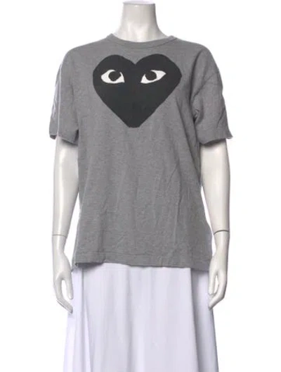 Pre-owned Comme Des Garçons Play Graphic Print Crew Neck T-shirt In Grey