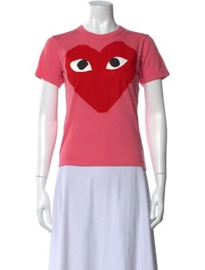 Pre-owned Comme Des Garçons Play Graphic Print Crew Neck T-shirt In Pink