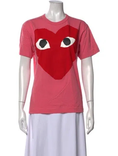 Pre-owned Comme Des Garçons Play Graphic Print Crew Neck T-shirt In Pink/red