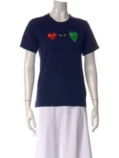 Pre-owned Comme Des Garçons Play Graphic Print Crew Neck T-shirt W/ Tags In Blue