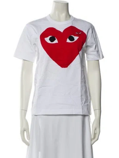Pre-owned Comme Des Garçons Play Graphic Print Crew Neck T-shirt W/ Tags In White