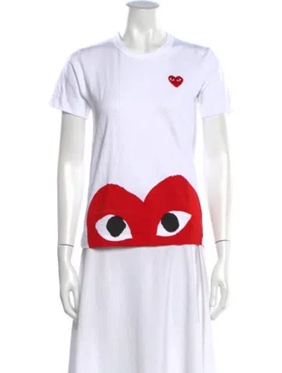Pre-owned Comme Des Garçons Play Graphic Print Crew Neck T-shirt W/ Tags In White