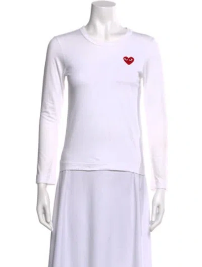 Pre-owned Comme Des Garçons Play Graphic Print Crew Neck T-shirt In White