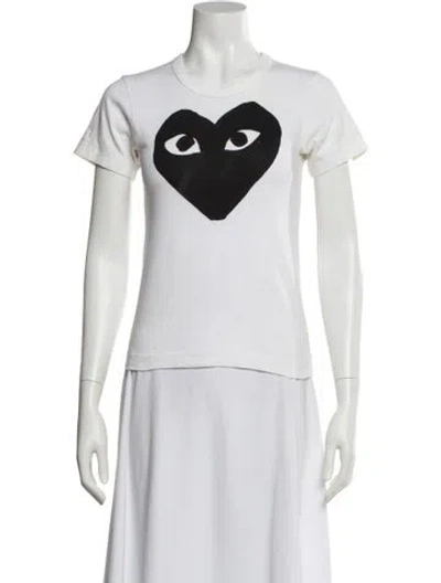 Pre-owned Comme Des Garçons Play Graphic Print Crew Neck T-shirt In White