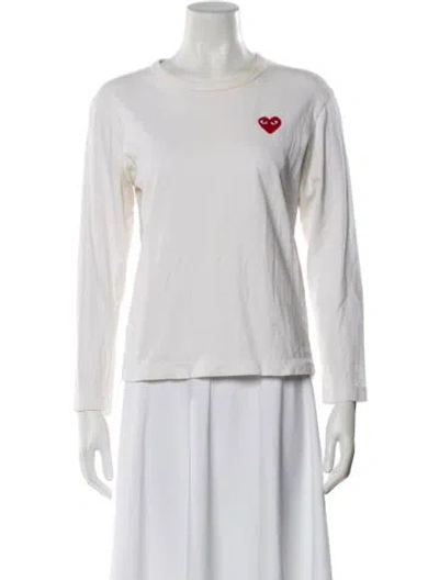 Pre-owned Comme Des Garçons Play Graphic Print Crew Neck T-shirt In White