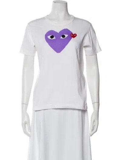 Pre-owned Comme Des Garçons Play Graphic Print Crew Neck T-shirt In White