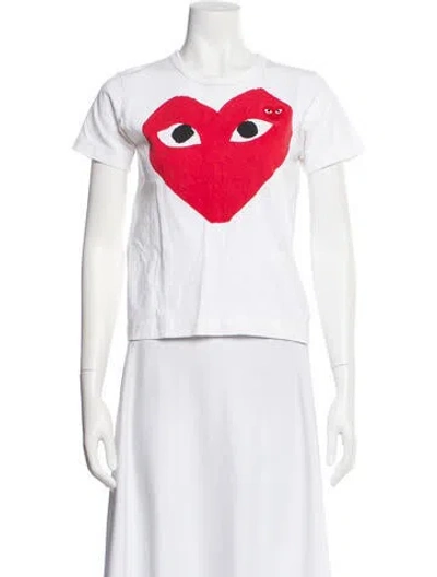 Pre-owned Comme Des Garçons Play Graphic Print Crew Neck T-shirt In White