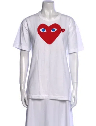 Pre-owned Comme Des Garçons Play Graphic Print Crew Neck T-shirt In White