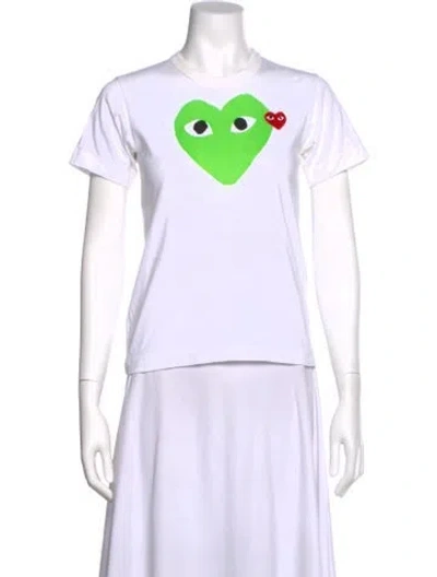 Pre-owned Comme Des Garçons Play Graphic Print Crew Neck T-shirt In White