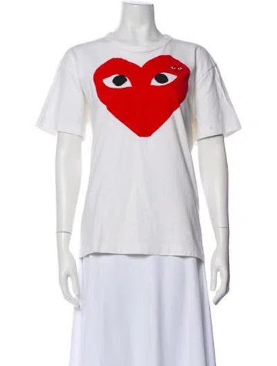 Pre-owned Comme Des Garçons Play Graphic Print Crew Neck T-shirt In White